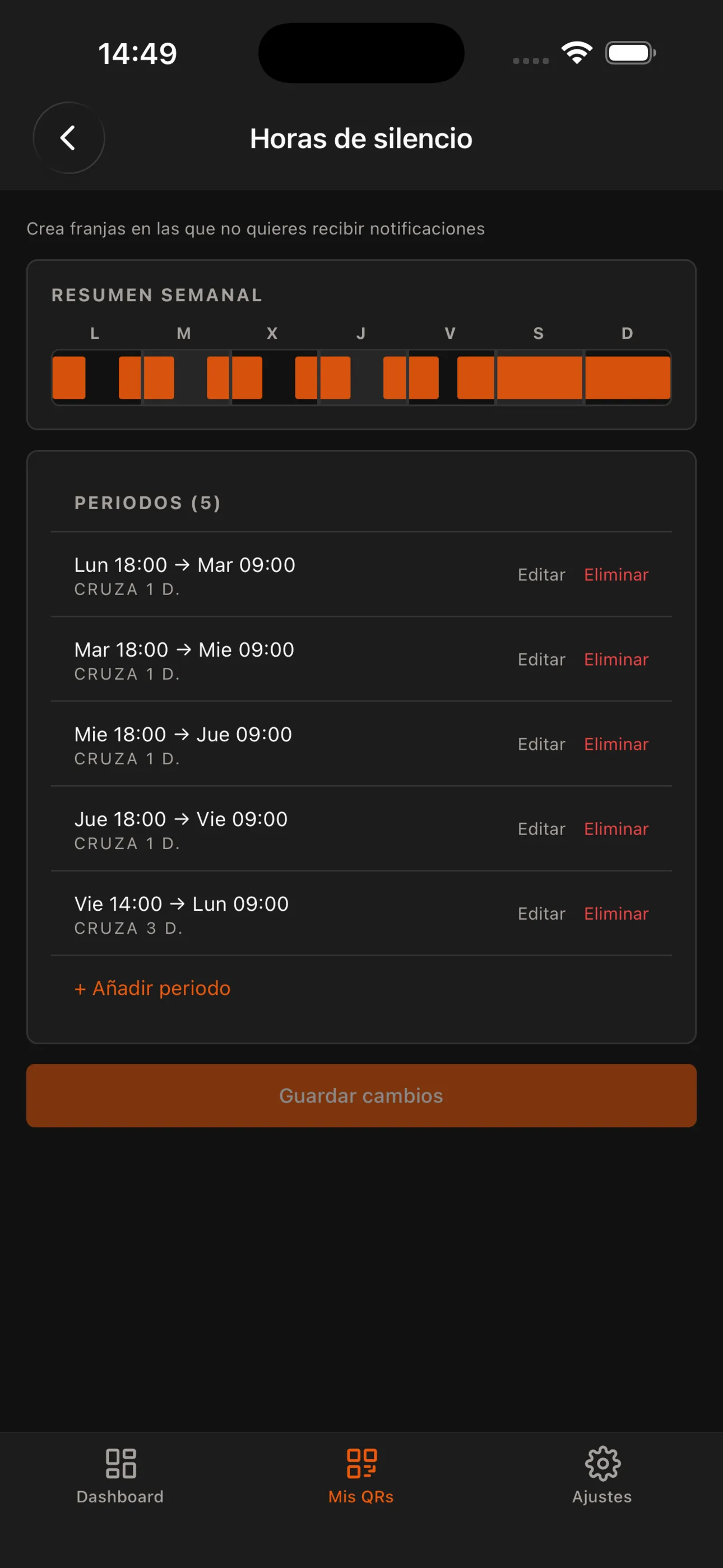 Configuración de horarios de no molestar en Knocksser